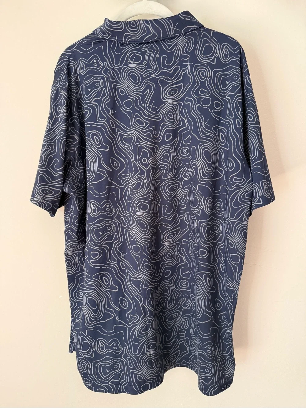 PUMA Golf Men’s Navy Topographic Print Performance Polo Shirt Size Large